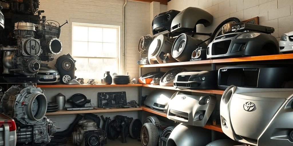 Used Toyota parts on a shelf in Australia.
