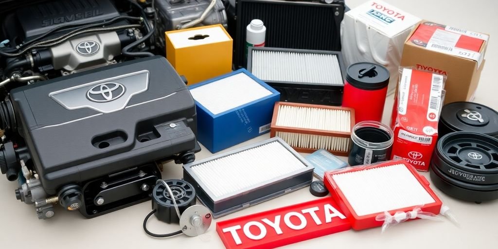 Toyota car parts laid out in Australia.