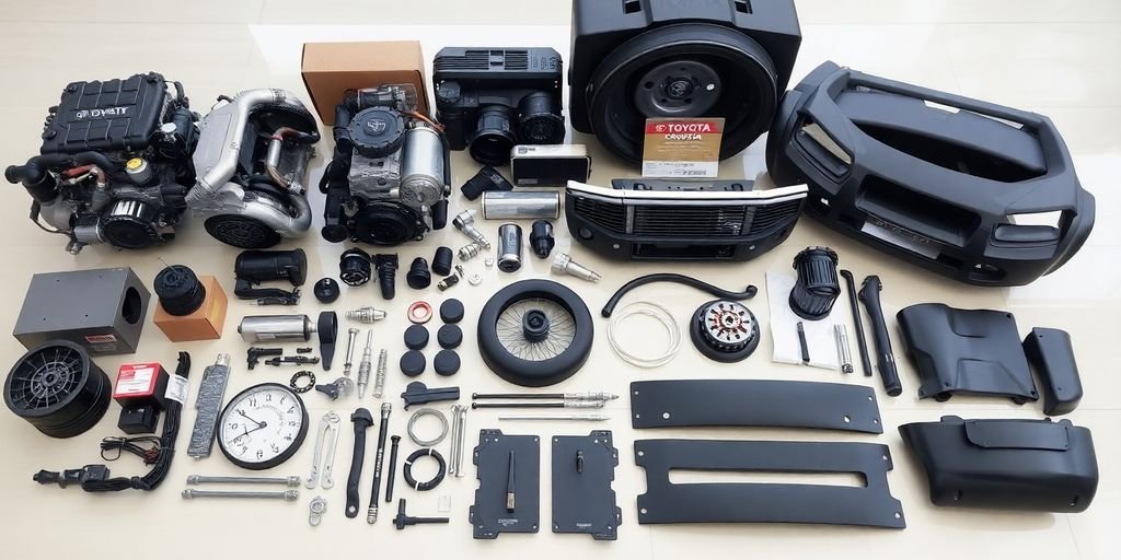 Toyota Land Cruiser parts laid out.