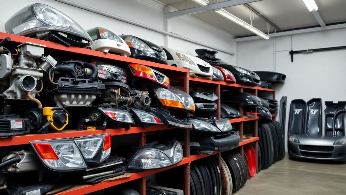 Toyota used car parts in a garage