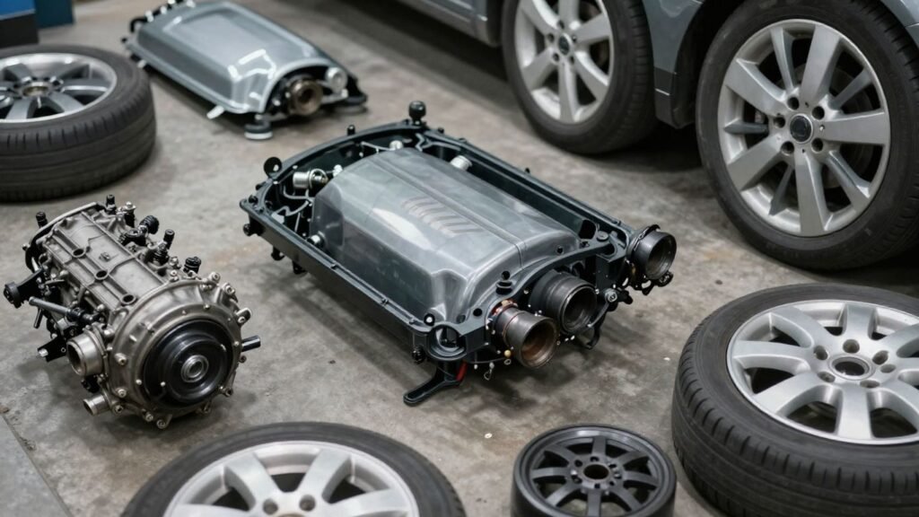 Toyota Corolla parts at a wrecking yard in Melbourne.
